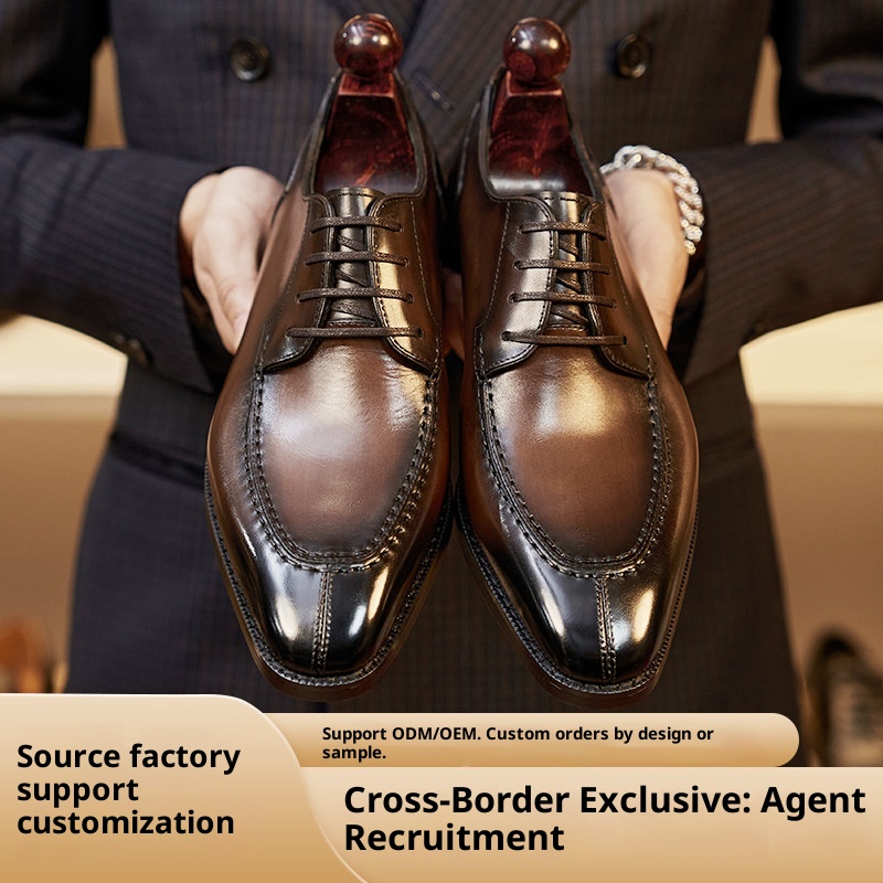 Voyage Voyage New Versatile Formal With Front Lace-up, Low-top Suit Genuine Leather Derby Shoes, Italian And Norwegian Hand-stitched_voghion.com