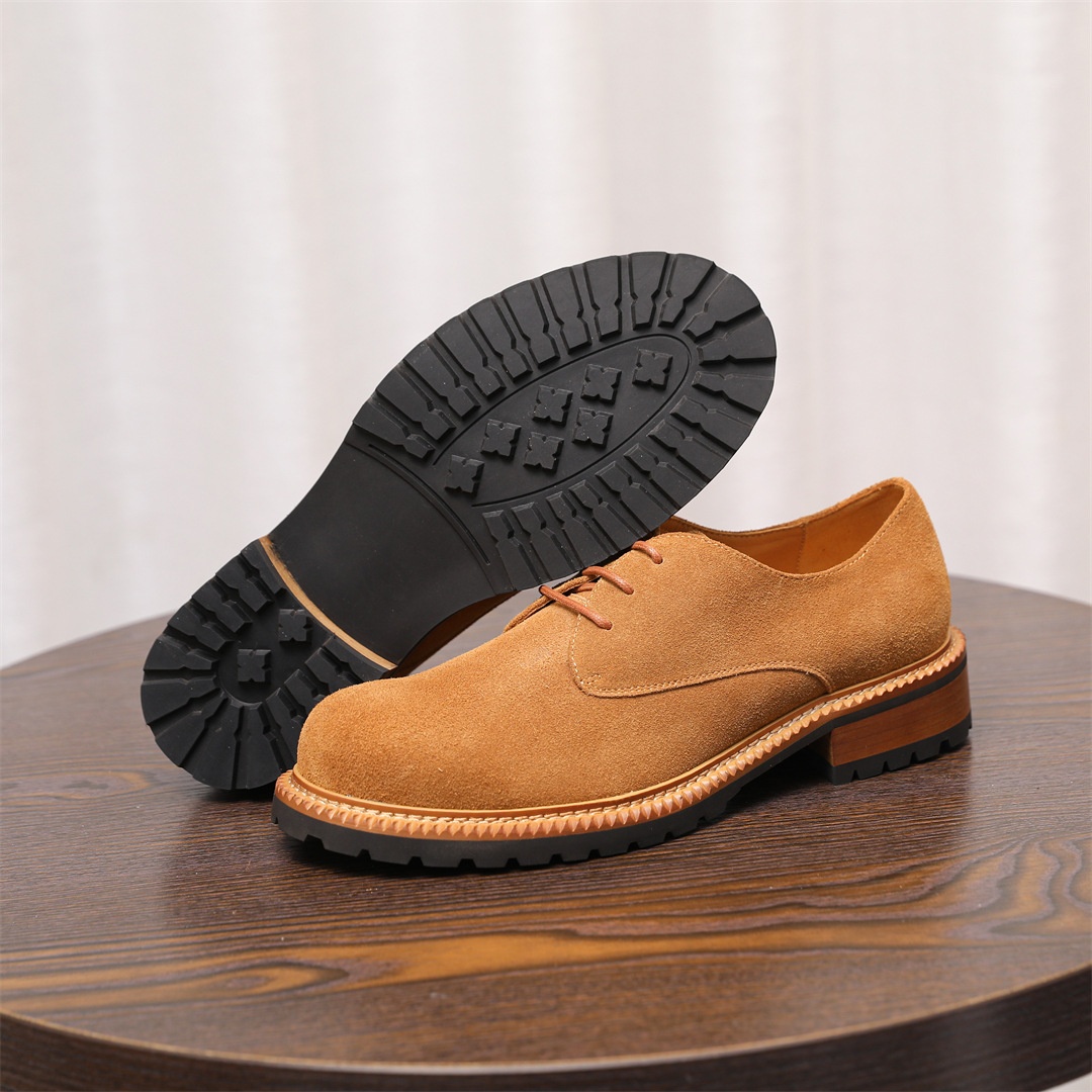 Voyage 2025 New Men's Low-top Derby Casual Large Leather Suede Comfortable Breathable Cowhide Single Shoes For Men_voghion.com