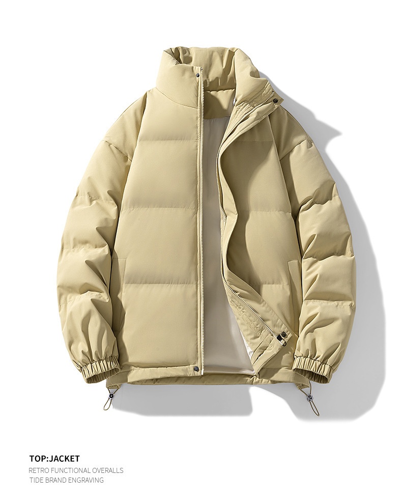 Giacca imbottita in cotone con collo alto tinta unita per uomo e donna 2024, nuova giacca invernale ispessita, calda e alla moda, casual, da coppia_voghion.com