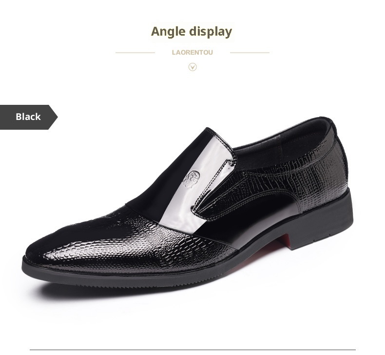 Voyage Elderly Crocodile Pattern Leather Large Size Trendy Korean Style Slim Fit Polished Casual Pointed Toe Men's Shoes 20252_voghion.com