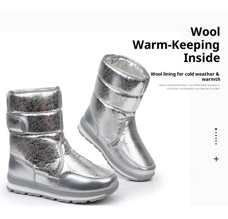 Zees EP-T029 Parent-Child Crack Pattern Ski Non-Slip Sole Boys And Girls Snow Boots Fleece Lined Thickened_voghion.com