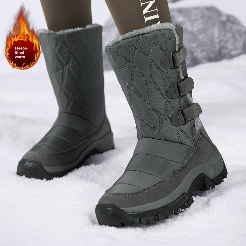 Bottes Zees Zees Outdoor imperméables et antidérapantes pour femmes, bottes de ski d'hiver, chaussures en coton doublées polaire, grandes pointures nord-est._voghion.com