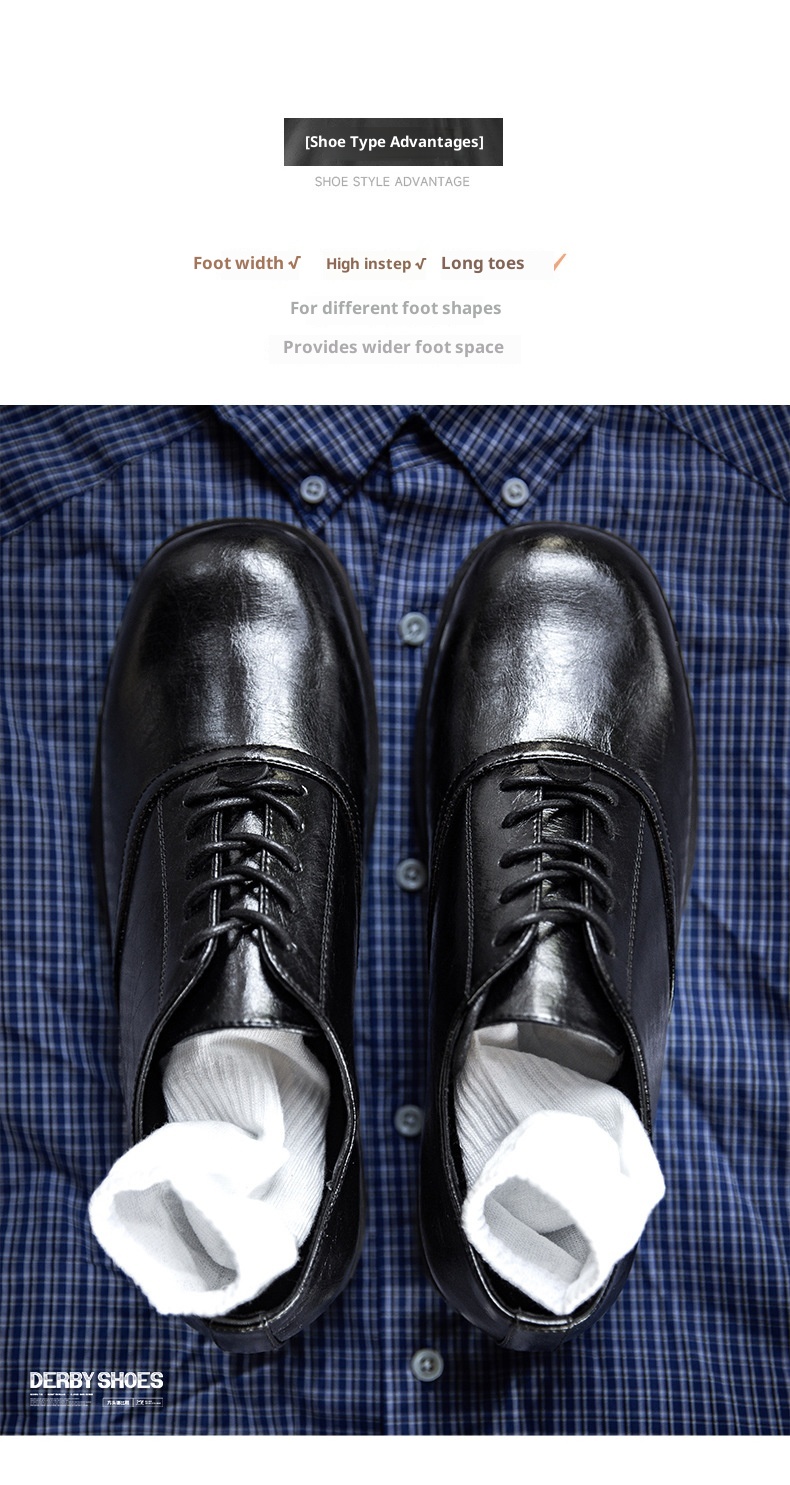 Voyage MRA Square Toe Derby Men's Leather Autumn Formal Business Thick Sole Height Increasing Wedding Groom Oxford Shoes_voghion.com