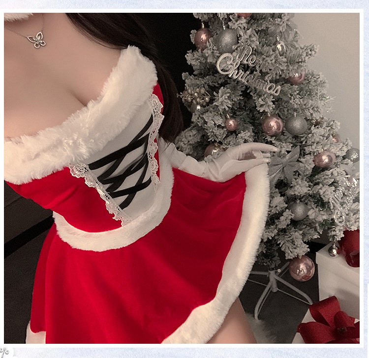 Ensemble de lingerie sexy à bretelles, coupe ajustée, pour le Nouvel An, robe de combat Eros Lab Night Fun Christmas Outfit Cute Plush Sexy Strap Lingerie._voghion.com