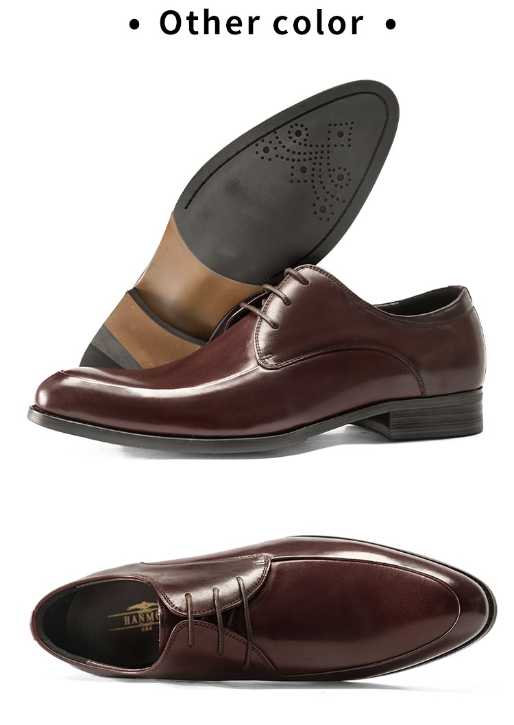 Scarpe da sposa da uomo Voyage Business Formale Derby in pelle con lacci a punta in vacchetta, stile coreano alla moda_voghion.com