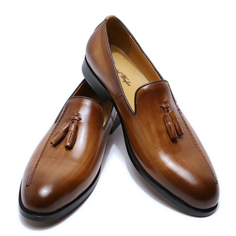WalkPrime WalkPrime Genuine Tassel Loafers Slip-On British Retro Business Casual Shoes Men Breathable Pure Leather_voghion.com