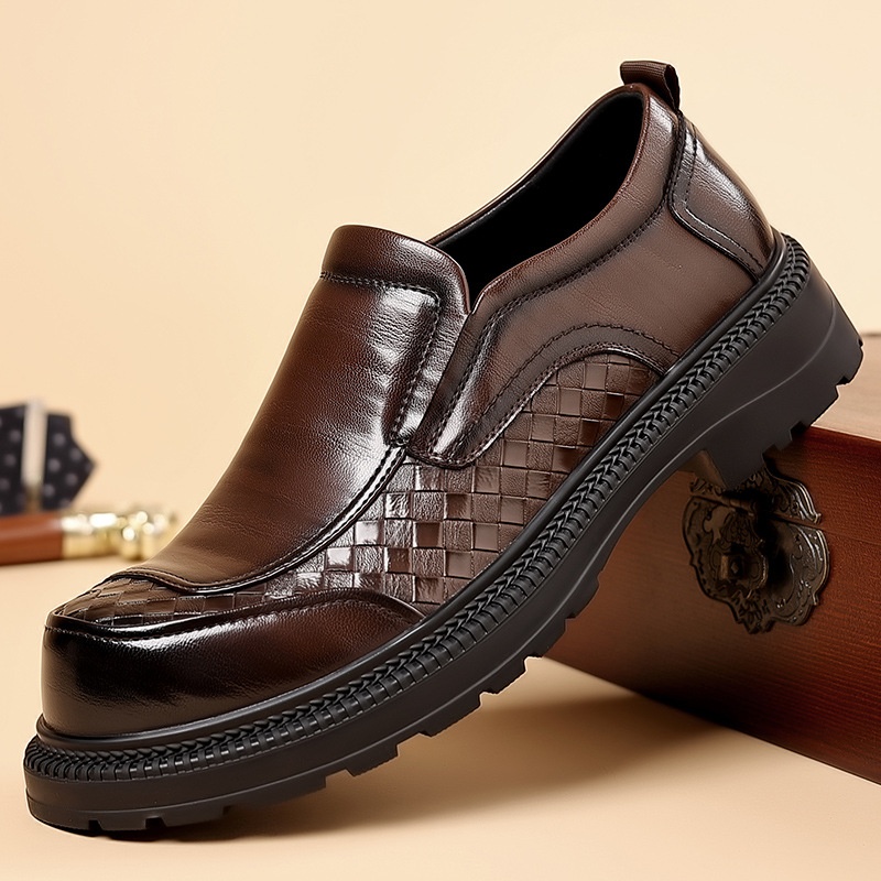 WalkPrime Große, dicksohlige Loafer – Neue europäische und amerikanische Derby-Business-Lederschuhe für Herren – Trendige Herrenschuhe mit Absatzhöhe_voghion.com