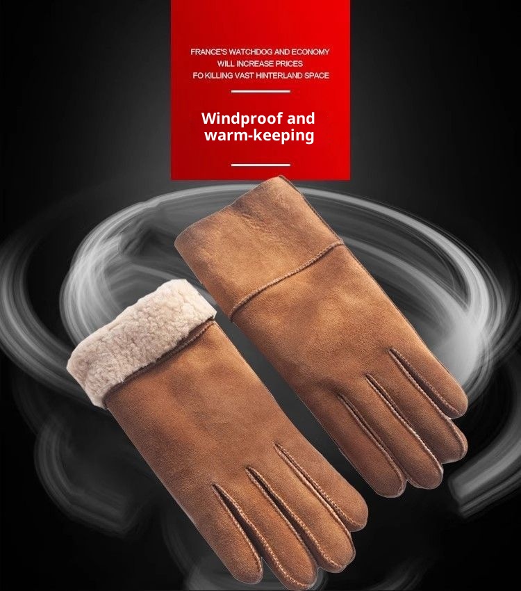 Guanti da equitazione in pelle di pecora di lana, caldi, spessi e foderati in pile, per uomo e donna_voghion.com