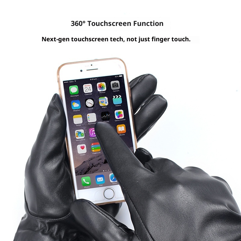 Damen-Fleecehandschuhe für Herbst/Winter, gefüttert, dick und warm, Paar-Stil, Touchscreen-kompatibel, für E-Bikes, neue Lederhandschuhe_voghion.com