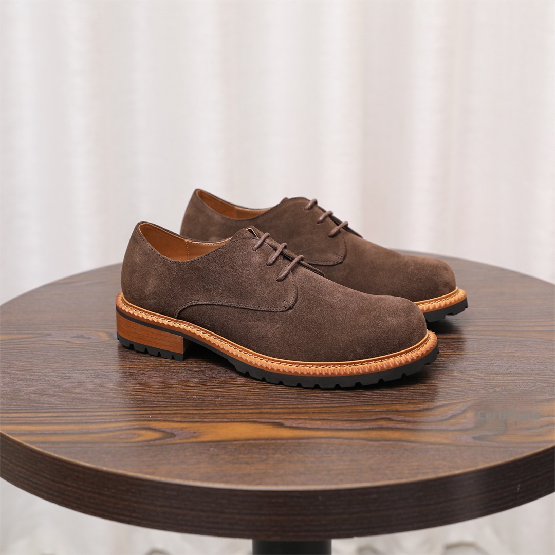 Voyage 2025 New Men's Low-top Derby Casual Large Leather Suede Comfortable Breathable Cowhide Single Shoes For Men_voghion.com