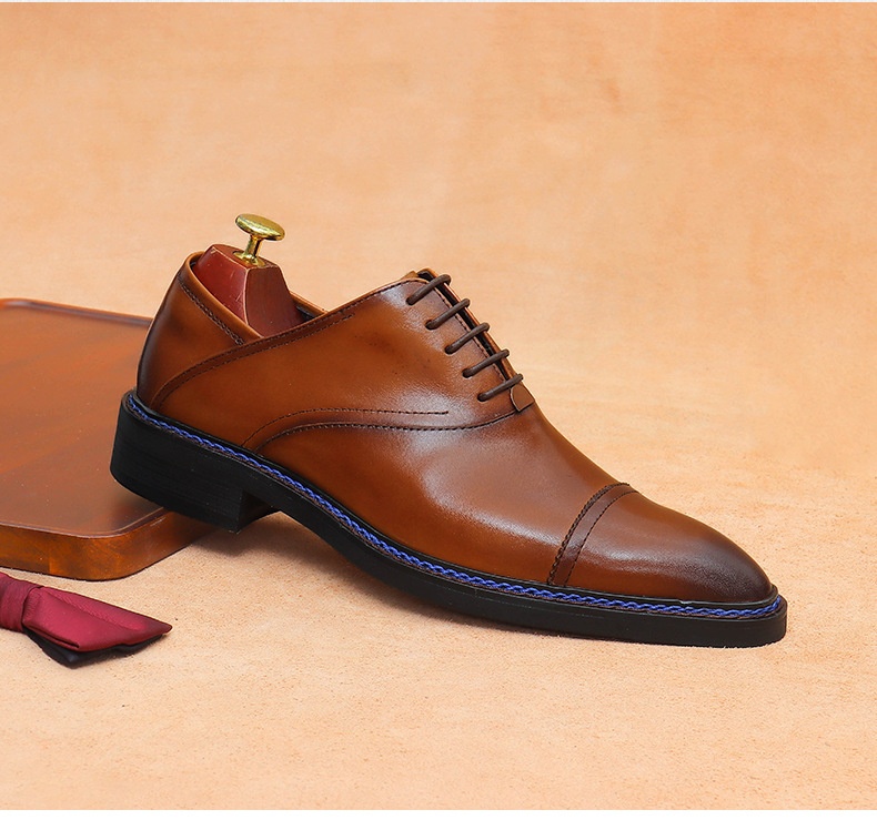 Voyage Dreigelenk-Oxford-Schnürschuhe aus echtem britischem Leder für Herren_voghion.com