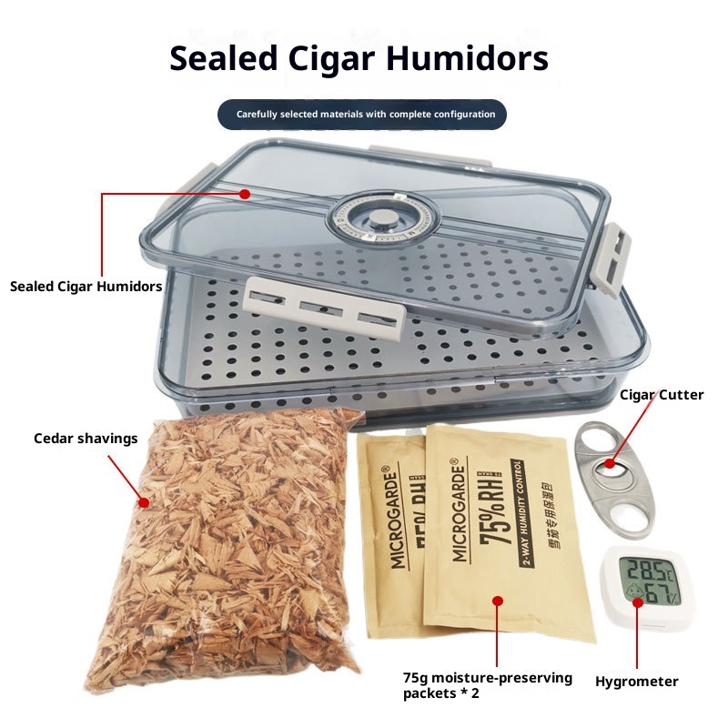 Lillian Daily Use Cigar Humidor Tray Divider Plastic Humidifier Constant Humidity Box Snap Moisture-proof Insect-proof Aged_voghion.com
