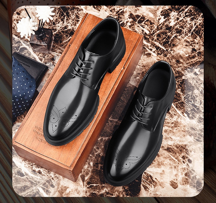 Voyage Men's 2022 Autumn Winter New Business Formal Derby Casual Leather Brogue Height Increasing British Groom Wedding Shoes_voghion.com