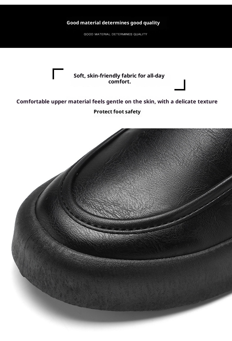 Voyage Voyage 2025 Autumn New Youth Casual Men's Fashion Trend Loafers Black Leather Shoes_voghion.com