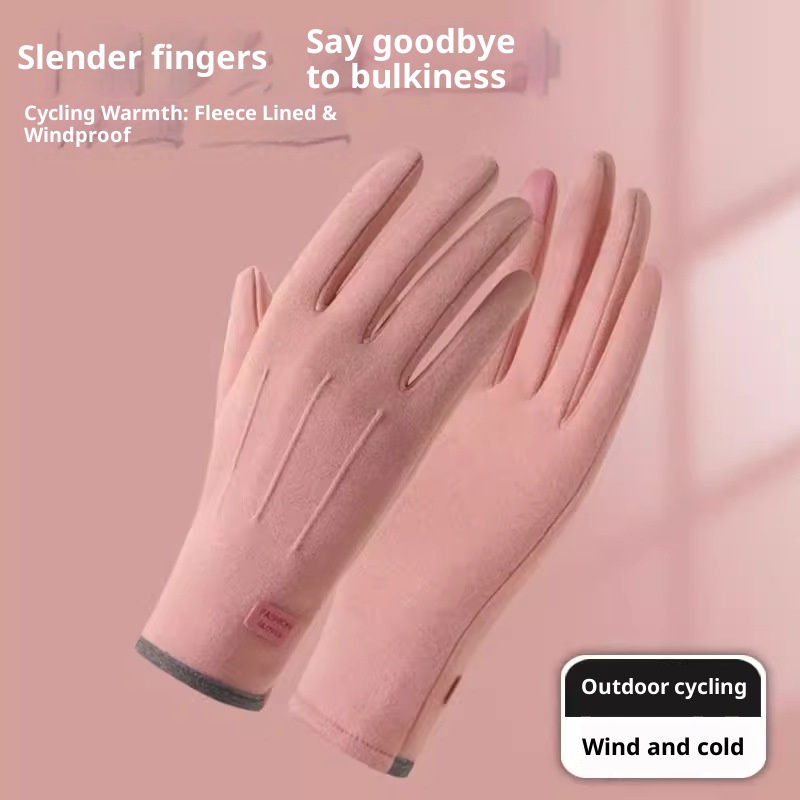 boy Boy Boy Warm Gloves For Women, Autumn And Winter, Touchscreen, Thickened, Outdoor Cycling, Driving, Rabbit Fur, Windproof,_voghion.com