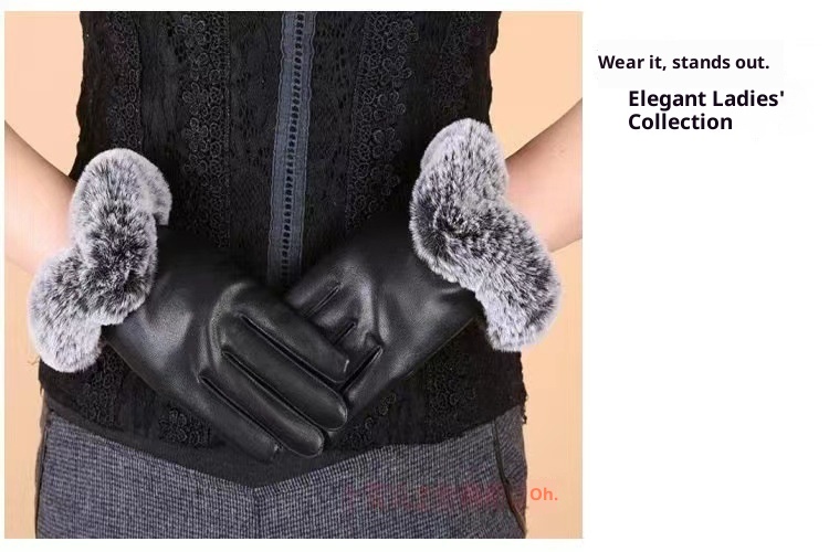 boy Boy Boy Men's Adult Windproof Rainproof Cycling Touchscreen Fashion Leather Five-Finger Autumn Winter Season Warm Thickened_voghion.com