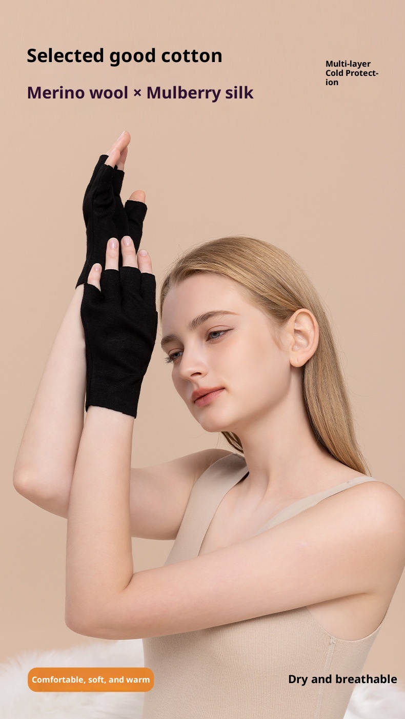 boy Boy Boy Warm Half-Finger Gloves For Women, Thermal German Velvet Wool Silk Touchscreen Autumn Winter Fingerless Student Men_voghion.com