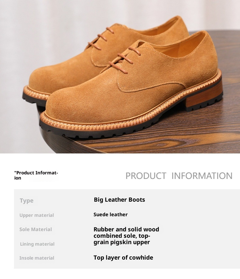 Voyage 2025 New Men's Low-top Derby Casual Large Leather Suede Comfortable Breathable Cowhide Single Shoes For Men_voghion.com