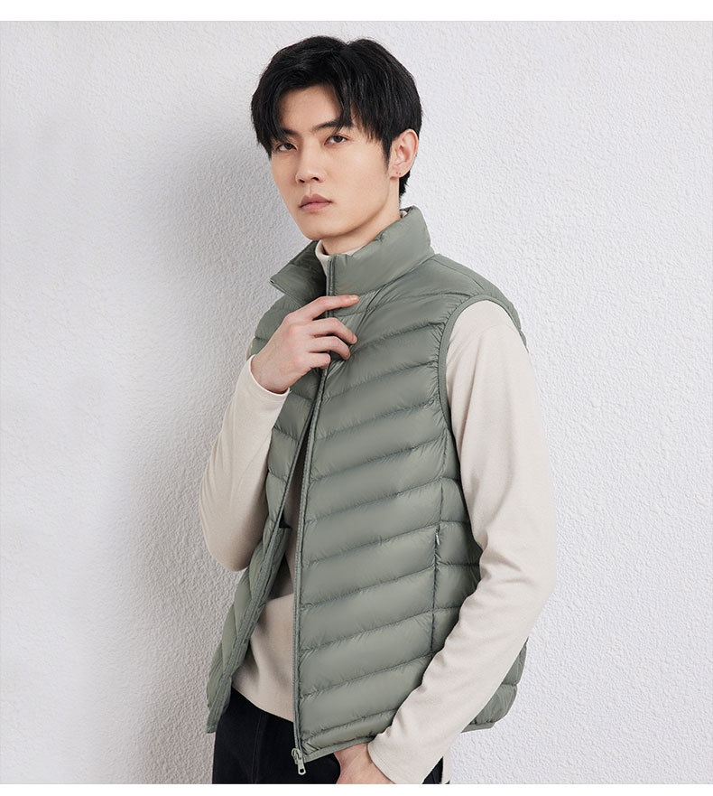 ragazzo 2025 autunno inverno nuova versione coreana leggero gilet con colletto rialzato giacca da uomo taglia forte 90 piumino d'anatra bianco Pinghu_voghion.com
