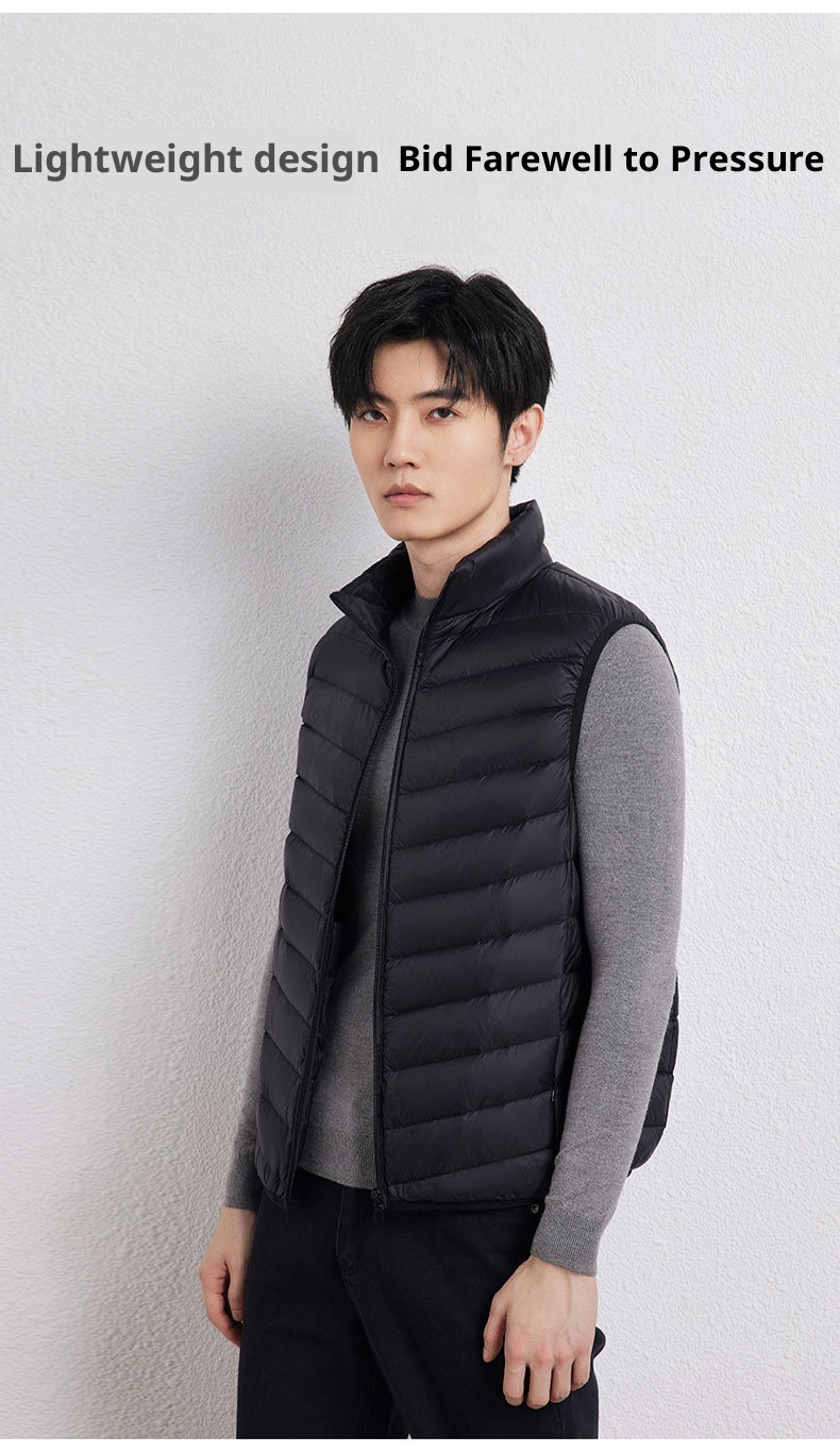 ragazzo 2025 autunno inverno nuova versione coreana leggero gilet con colletto rialzato giacca da uomo taglia forte 90 piumino d'anatra bianco Pinghu_voghion.com