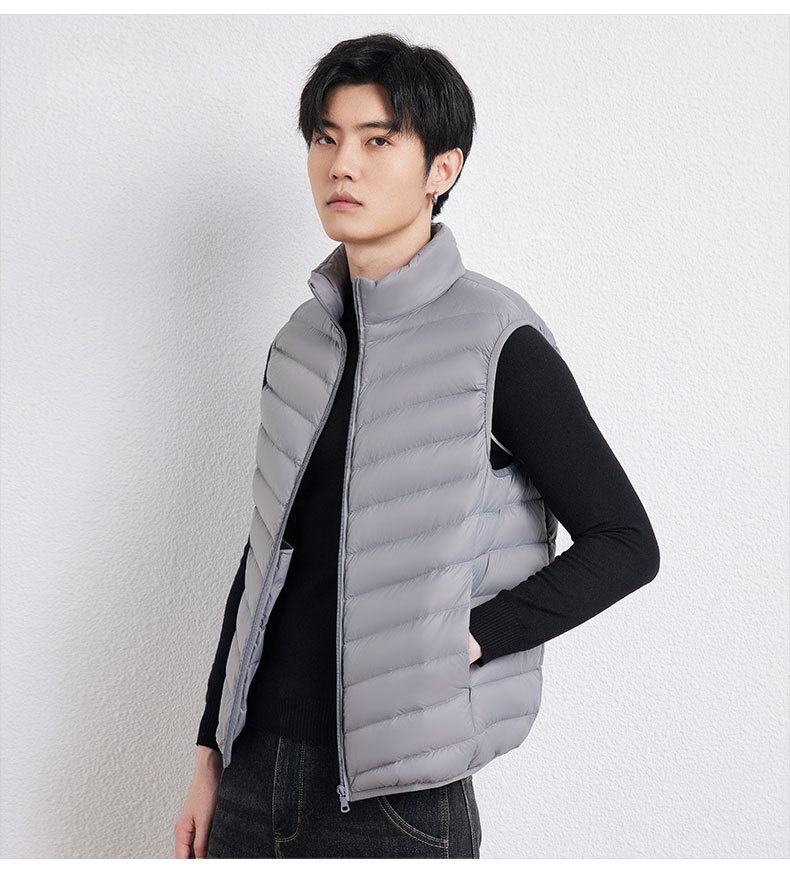 ragazzo 2025 autunno inverno nuova versione coreana leggero gilet con colletto rialzato giacca da uomo taglia forte 90 piumino d'anatra bianco Pinghu_voghion.com