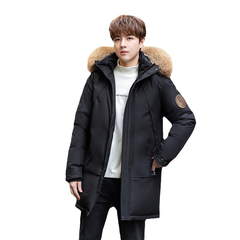 boy 2024 Mid-Length Snow Flying Same Style Men's Down Jacket Made In China Thickened Youth Winter Coat With Fur Collar_voghion.com