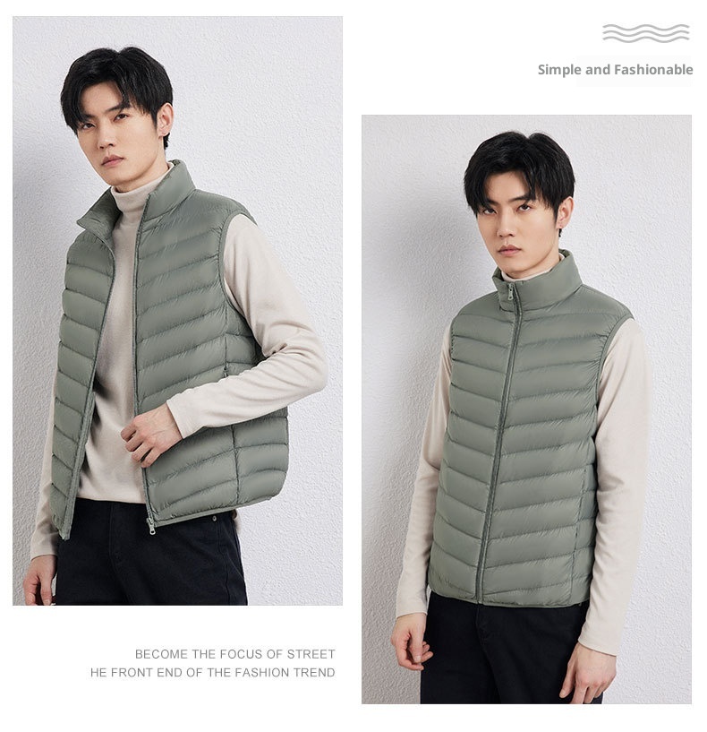 ragazzo 2025 autunno inverno nuova versione coreana leggero gilet con colletto rialzato giacca da uomo taglia forte 90 piumino d'anatra bianco Pinghu_voghion.com