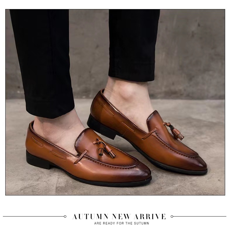 WalkPrime WalkPrime Tassel Loafers Men Pointed Toe European American British Slip-On Men's Casual Leather Shoes 2023 New Trendy Moccasins_voghion.com