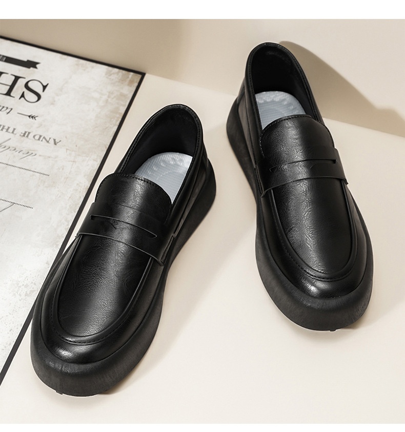 Voyage Voyage 2025 Autumn New Youth Casual Men's Fashion Trend Loafers Black Leather Shoes_voghion.com