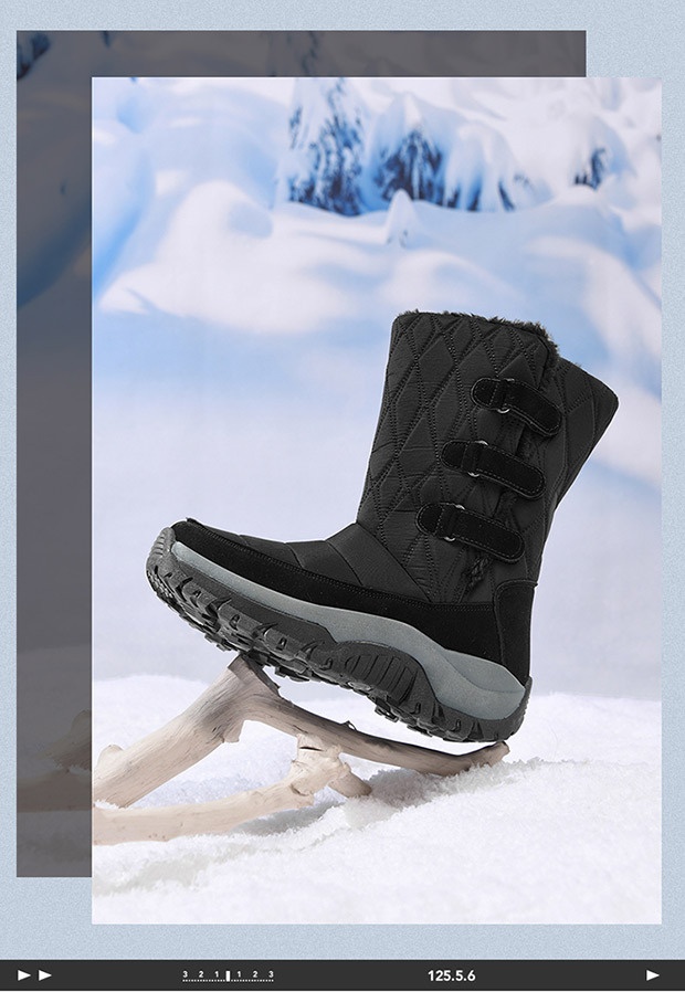 Bottes Zees Zees Outdoor imperméables et antidérapantes pour femmes, bottes de ski d'hiver, chaussures en coton doublées polaire, grandes pointures nord-est._voghion.com