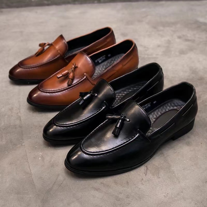 WalkPrime WalkPrime Tassel Loafers Men Pointed Toe European American British Slip-On Men's Casual Leather Shoes 2023 New Trendy Moccasins_voghion.com