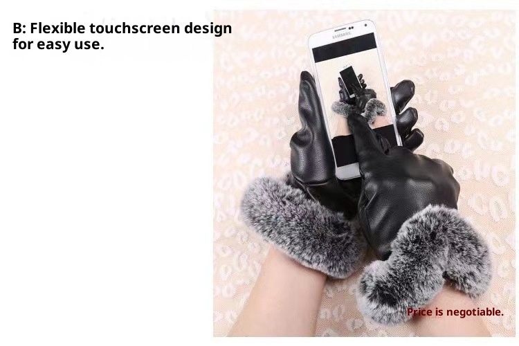 boy Boy Boy Men's Adult Windproof Rainproof Cycling Touchscreen Fashion Leather Five-Finger Autumn Winter Season Warm Thickened_voghion.com