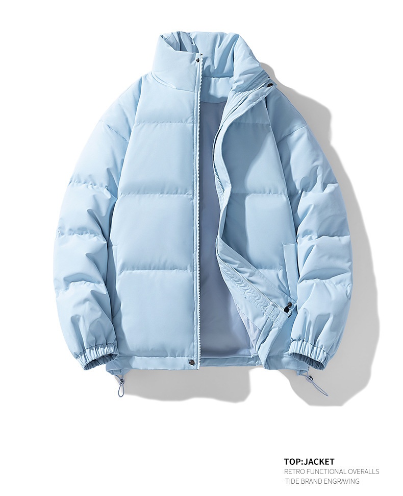 Giacca imbottita in cotone con collo alto tinta unita per uomo e donna 2024, nuova giacca invernale ispessita, calda e alla moda, casual, da coppia_voghion.com