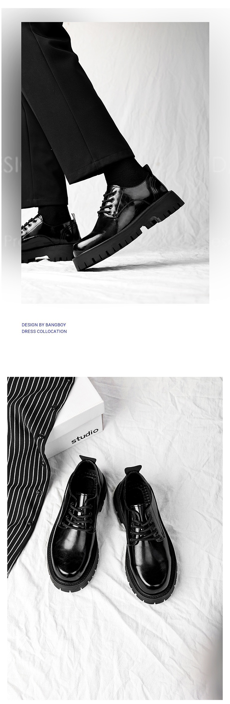 Voyage Herren Lederschuhe, formell, Business, britisch, dicke Sohle, Derby, schwarz, Hochzeitsschuhe, Bräutigamschuhe, niedrige Passform, Martin-Stil_voghion.com