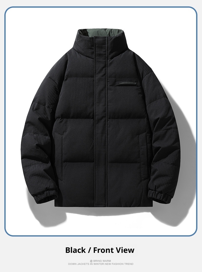 boy Autumn Stand Collar Down Winter New Trendy Design Short Puffer Jacket Thickened Warm Coat Men_voghion.com