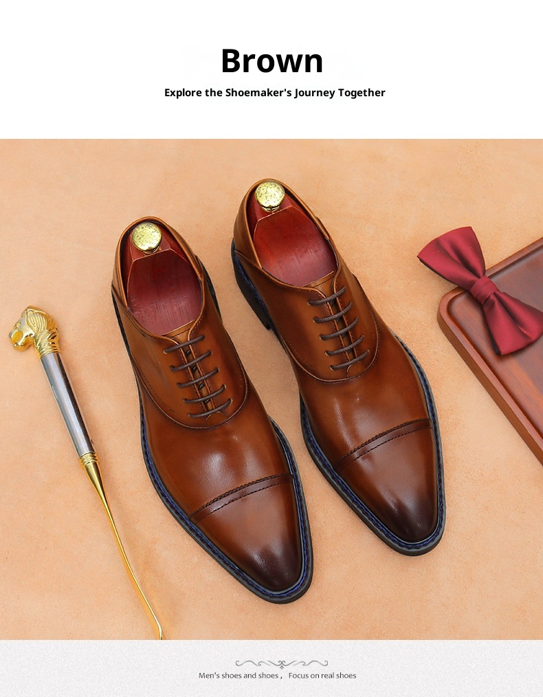 Voyage Dreigelenk-Oxford-Schnürschuhe aus echtem britischem Leder für Herren_voghion.com