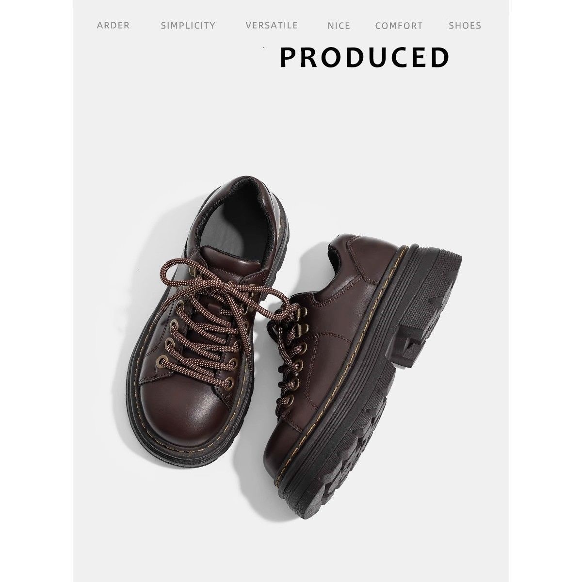 Voyage Voyage 2025 Nouvelles chaussures Martin à semelle épaisse pour femmes, chaussures Derby en cuir rehaussantes pour l'automne, mocassins de style britannique_voghion.com