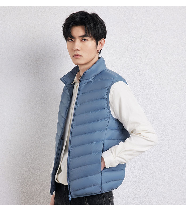 ragazzo 2025 autunno inverno nuova versione coreana leggero gilet con colletto rialzato giacca da uomo taglia forte 90 piumino d'anatra bianco Pinghu_voghion.com