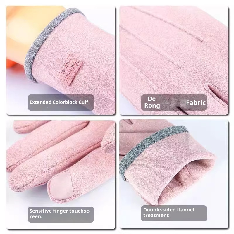 boy Boy Boy Warm Gloves For Women, Autumn And Winter, Touchscreen, Thickened, Outdoor Cycling, Driving, Rabbit Fur, Windproof,_voghion.com