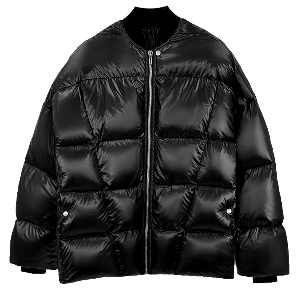 Veste d'hiver SUBHUMAN pour homme, taille 25, couleur foncée, résistante au froid, épaisse, style punk, col baseball, aspect brillant._voghion.com