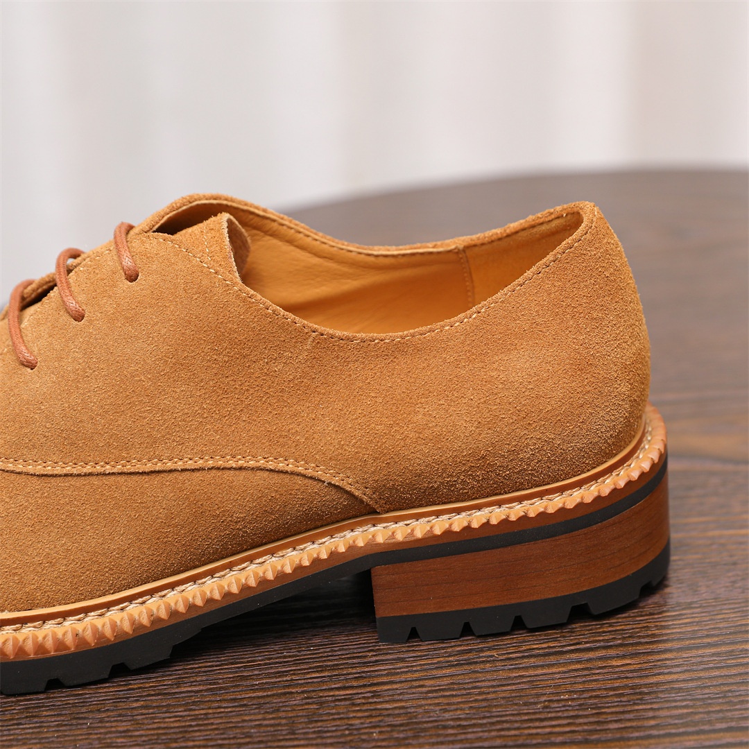 Voyage 2025 New Men's Low-top Derby Casual Large Leather Suede Comfortable Breathable Cowhide Single Shoes For Men_voghion.com