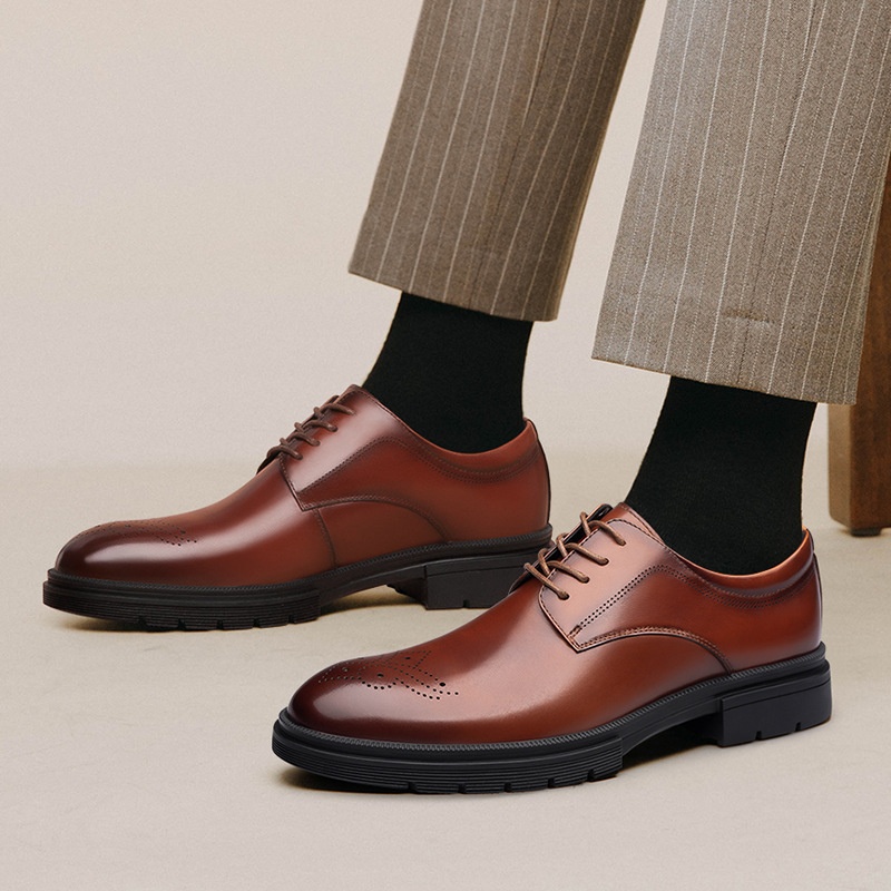 Voyage Men's 2022 Autumn Winter New Business Formal Derby Casual Leather Brogue Height Increasing British Groom Wedding Shoes_voghion.com
