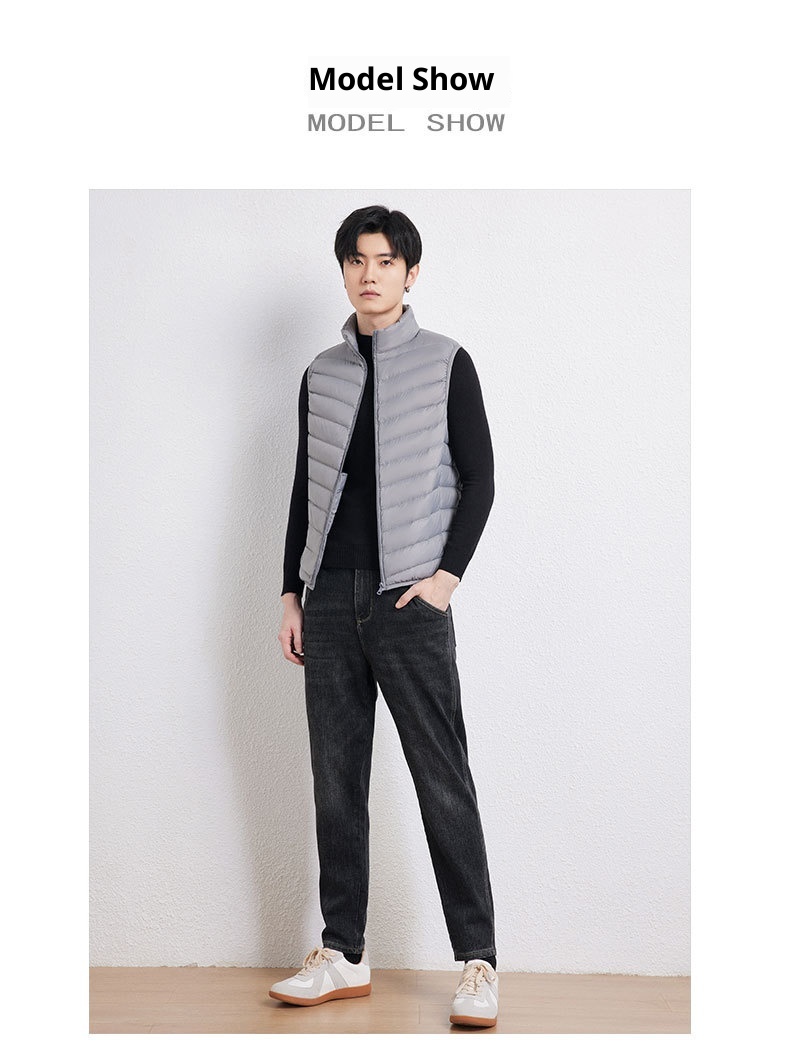 ragazzo 2025 autunno inverno nuova versione coreana leggero gilet con colletto rialzato giacca da uomo taglia forte 90 piumino d'anatra bianco Pinghu_voghion.com