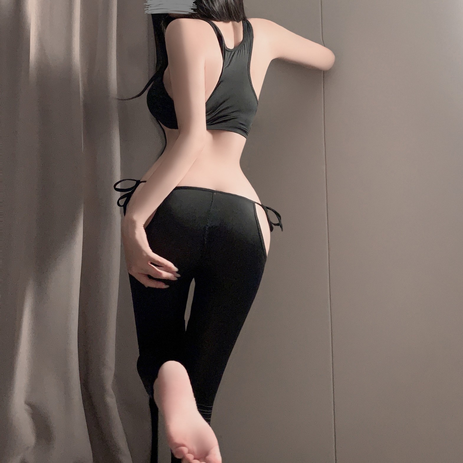 Eros Lab Sexy Lingerie Thin Tight Slimming Leg Tummy Control Hip Lift Yoga Nude Feel Tranparent Silky Lace-up Skinny_voghion.com