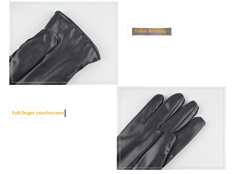 boy Boy Boy Men's Adult Windproof Rainproof Cycling Touchscreen Fashion Leather Five-Finger Autumn Winter Season Warm Thickened_voghion.com
