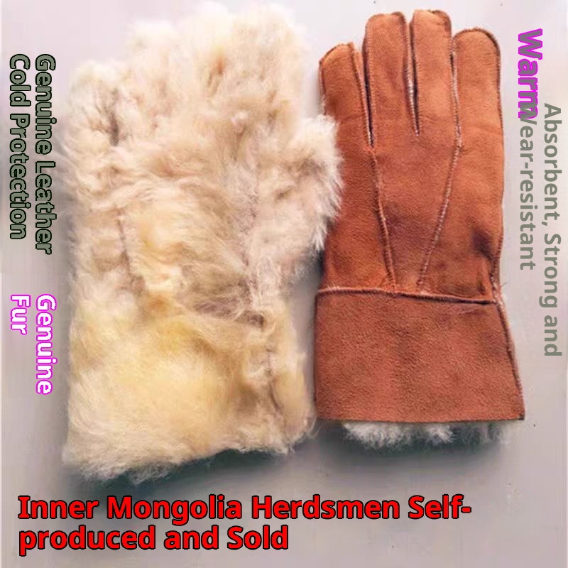 Guanti da equitazione in pelle di pecora di lana, caldi, spessi e foderati in pile, per uomo e donna_voghion.com
