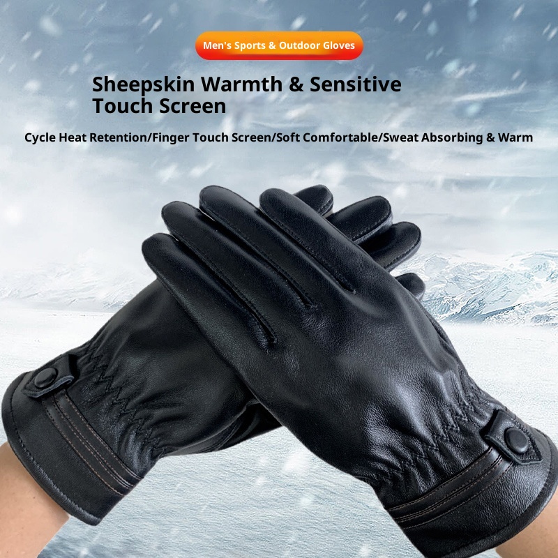 Guanti da uomo in vera pelle, invernali, caldi, foderati in pile, spessi, da motociclista, sottili, in pelle di pecora, da uomo_voghion.com