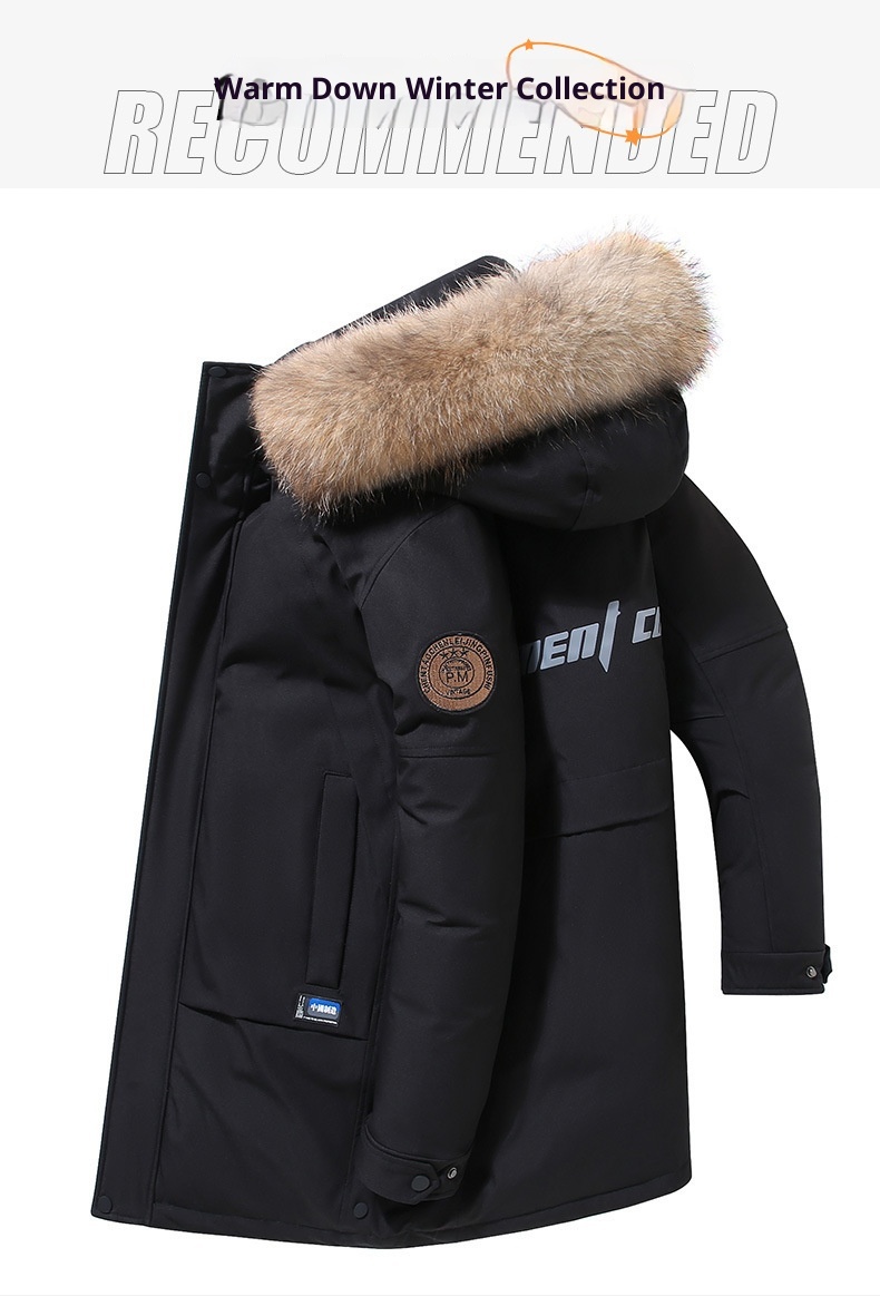 boy 2024 Mid-Length Snow Flying Same Style Men's Down Jacket Made In China Thickened Youth Winter Coat With Fur Collar_voghion.com