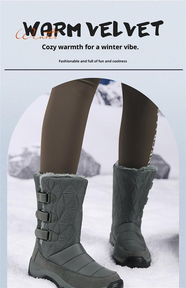 Bottes Zees Zees Outdoor imperméables et antidérapantes pour femmes, bottes de ski d'hiver, chaussures en coton doublées polaire, grandes pointures nord-est._voghion.com