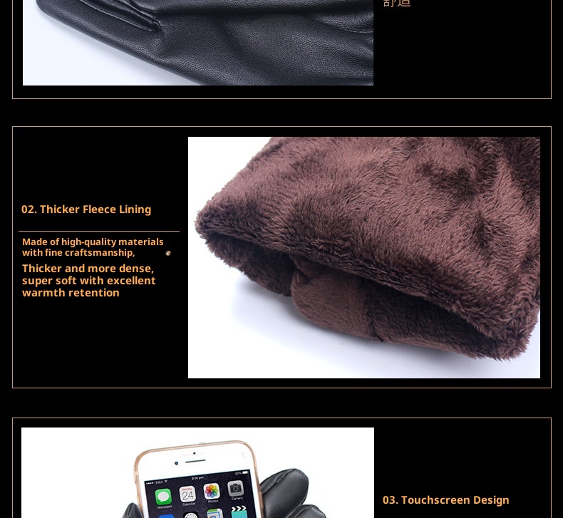 Damen-Fleecehandschuhe für Herbst/Winter, gefüttert, dick und warm, Paar-Stil, Touchscreen-kompatibel, für E-Bikes, neue Lederhandschuhe_voghion.com